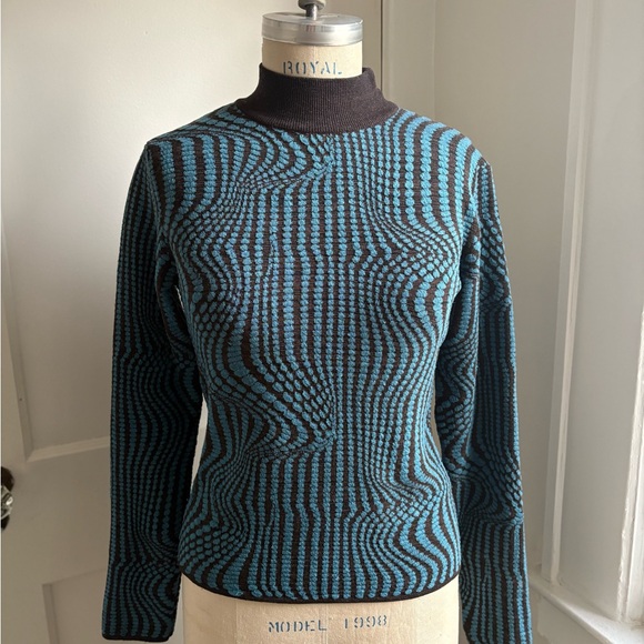 Paloma Wool Ogane knit top in ink blue optical print - Picture 2 of 15